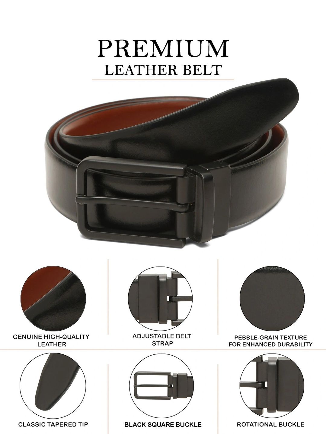 Teakwood Leathers Men Leather Reversible Belt