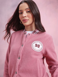 DressBerry Applique Detail Fleece Varsity Jacket