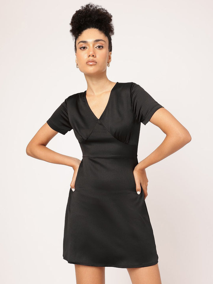DressBerry Sultry Serenade Satin Finish A-Line Mini Dress