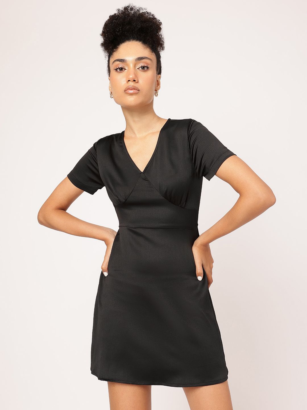 DressBerry Sultry Serenade Satin Finish A-Line Mini Dress