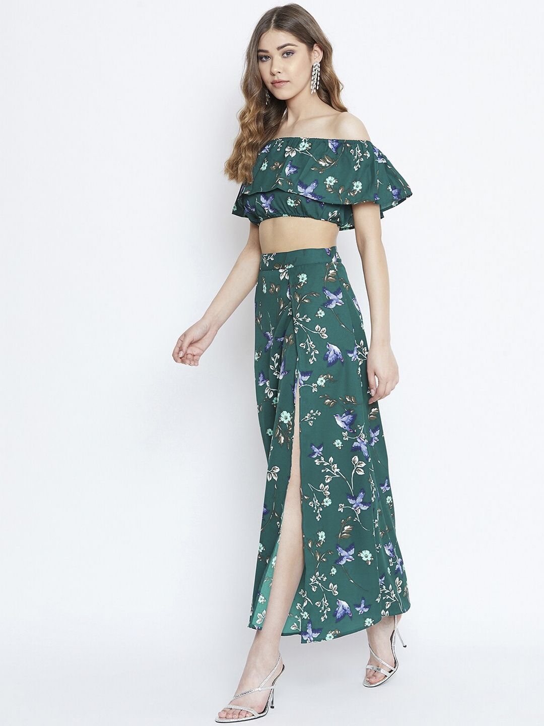 Berrylush Women Green Floral Printed Co-ordinate Set