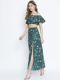 Berrylush Women Green Floral Printed Co-ordinate Set