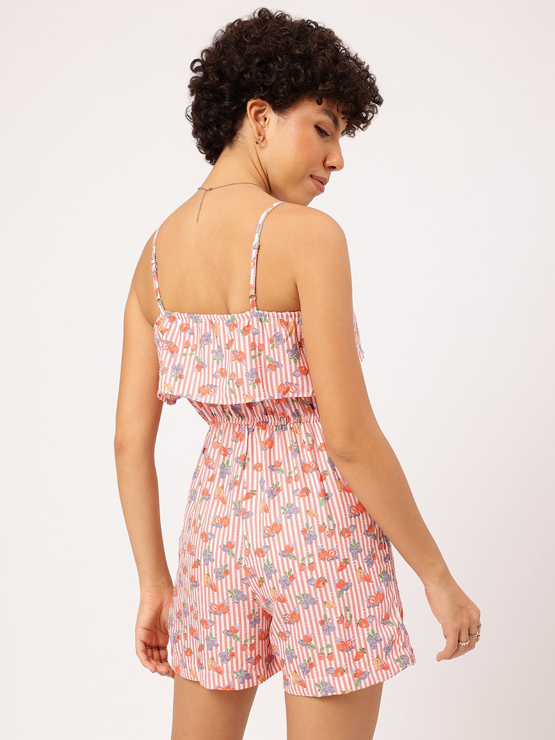 DressBerry Striped Dilemma Floral Layered Playsuit