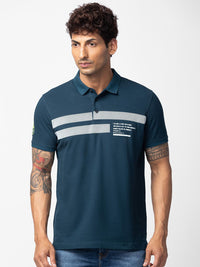 SPYKAR Men Typography Printed Polo Collar Slim Fit T-shirt