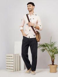 The Indian Garage Co Men White & Beige Striped Casual Shirt