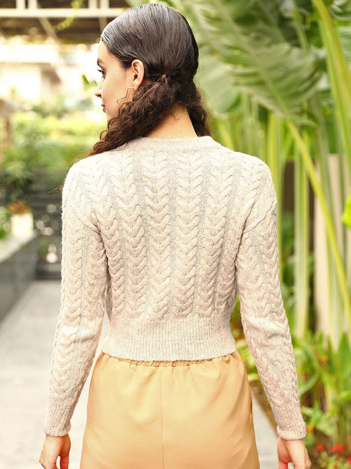 STREET 9 Women Beige Chevron Sweater