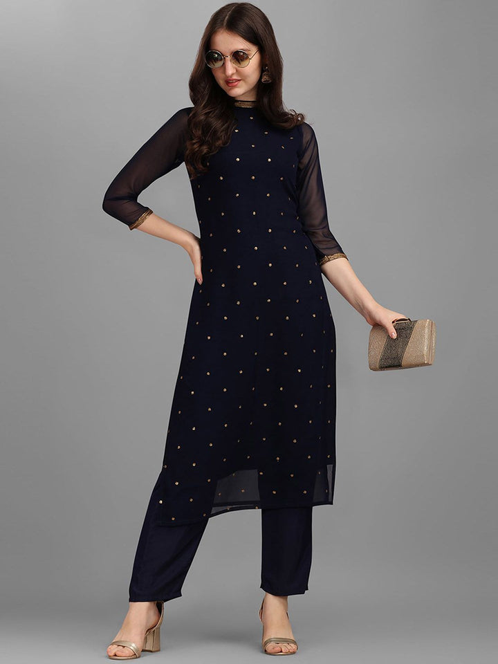 KALINI Sequin Embellished Straight Kurta with Trousers