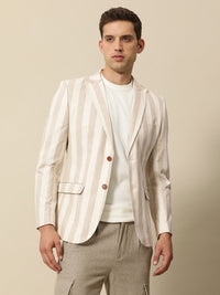 Mr Bowerbird Striped Peak Lapel Tailored Fit Casual Blazers