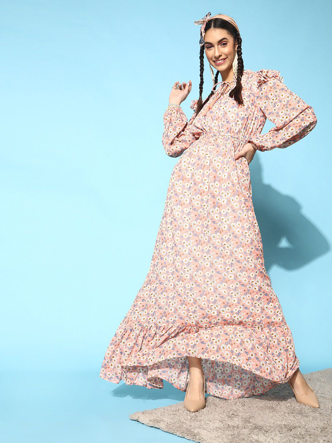 STREET 9 Women Attractive Peach Floral Dress