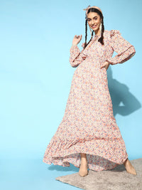 STREET 9 Women Attractive Peach Floral Dress