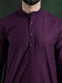 SOJANYA Ethnic Motifs Embroidered Mandarin Collar Thread Work Cotton Straight Kurta