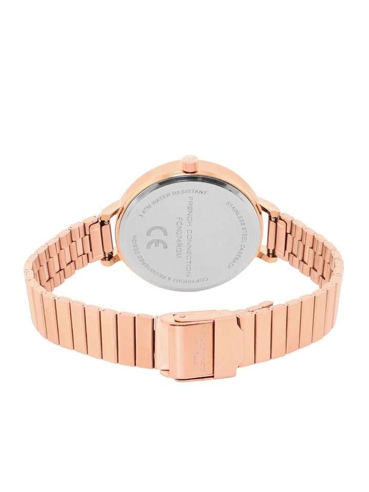 French Connection Women Dial & Stainless Steel Bracelet Style Straps Analogue Watch FCN074RGM