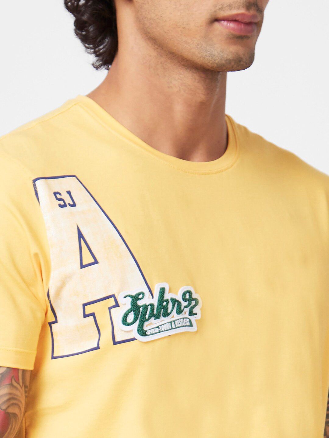 SPYKAR Typography Printed Slim Fit Cotton Casual T-Shirt