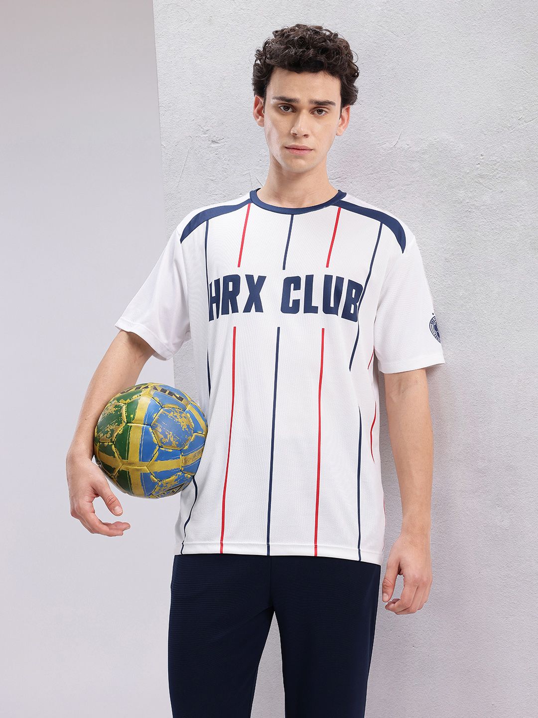 HRX by Hrithik Roshan Typography Print Drop-Sleeves Relaxed Fit Football T-shirt