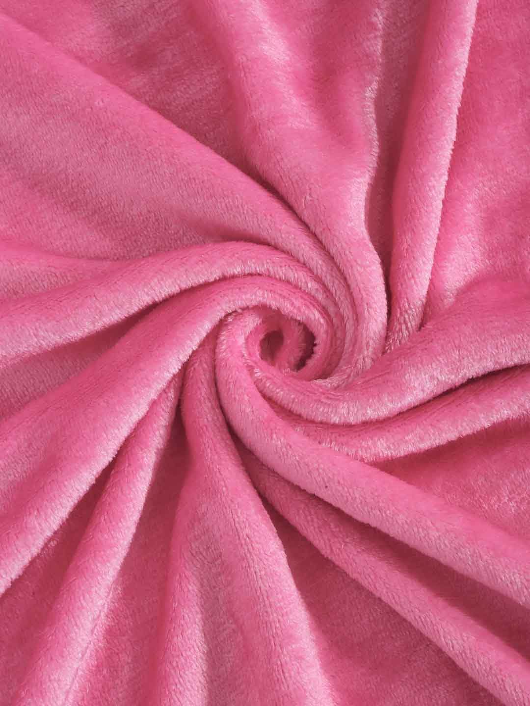 KLOTTHE Pink 300 TC Woolen Double Bed Sheet With 2 Pillow Covers