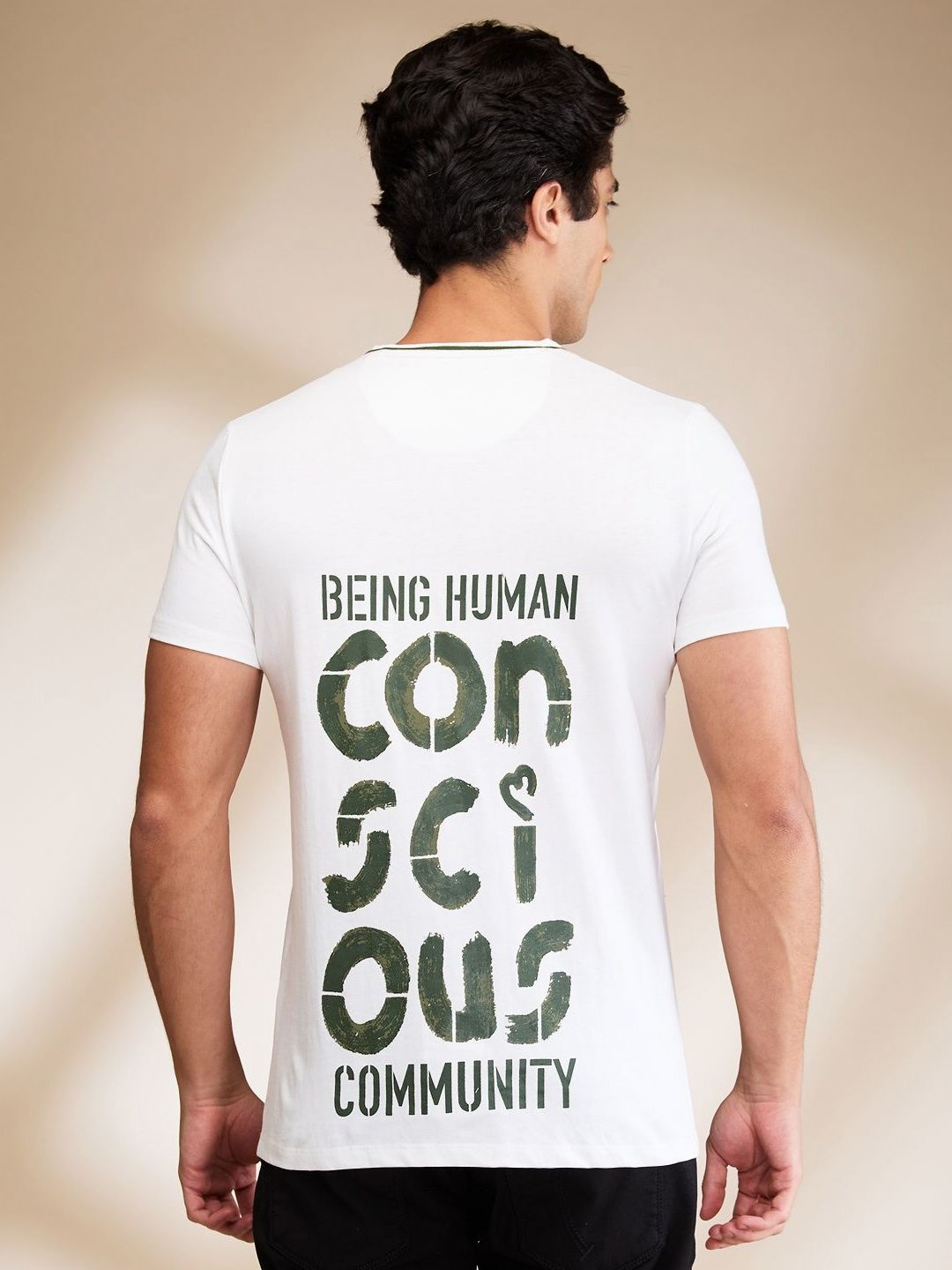Being Human Men Colourblocked Pockets Slim Fit T-shirt