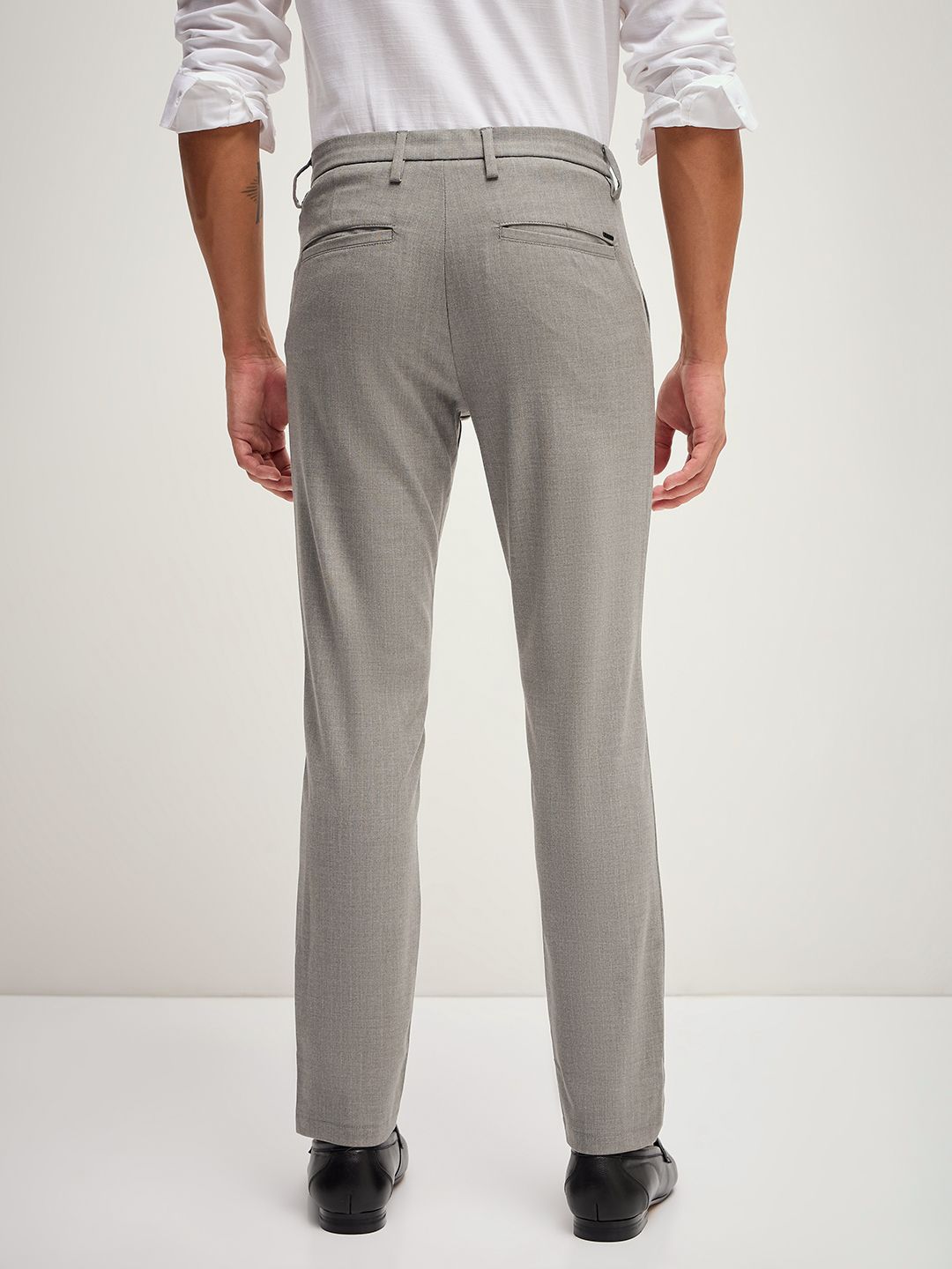 THE BEAR HOUSE Men Solid 4 Way Stretch Formal Trouser