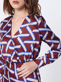 RAREISM Geo Print Overlap Front Maxi Dress