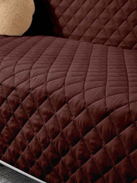 Cortina Brown & Grey Quilted 3 Seater Reversible Sofa Cover With Arms