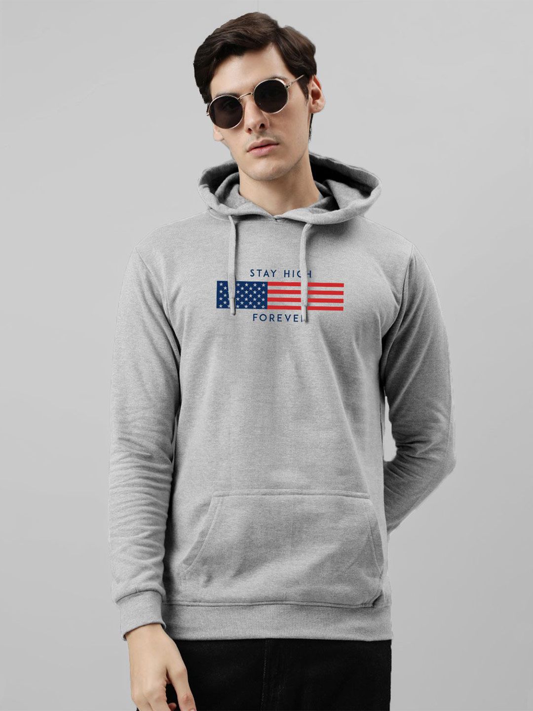 ADRO Men Printed Hooded Pullover Sweatshirt
