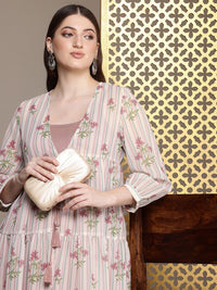 House of Pataudi Shoulder Straps A-Line Jashn Kurta Comes With Printed Jacket