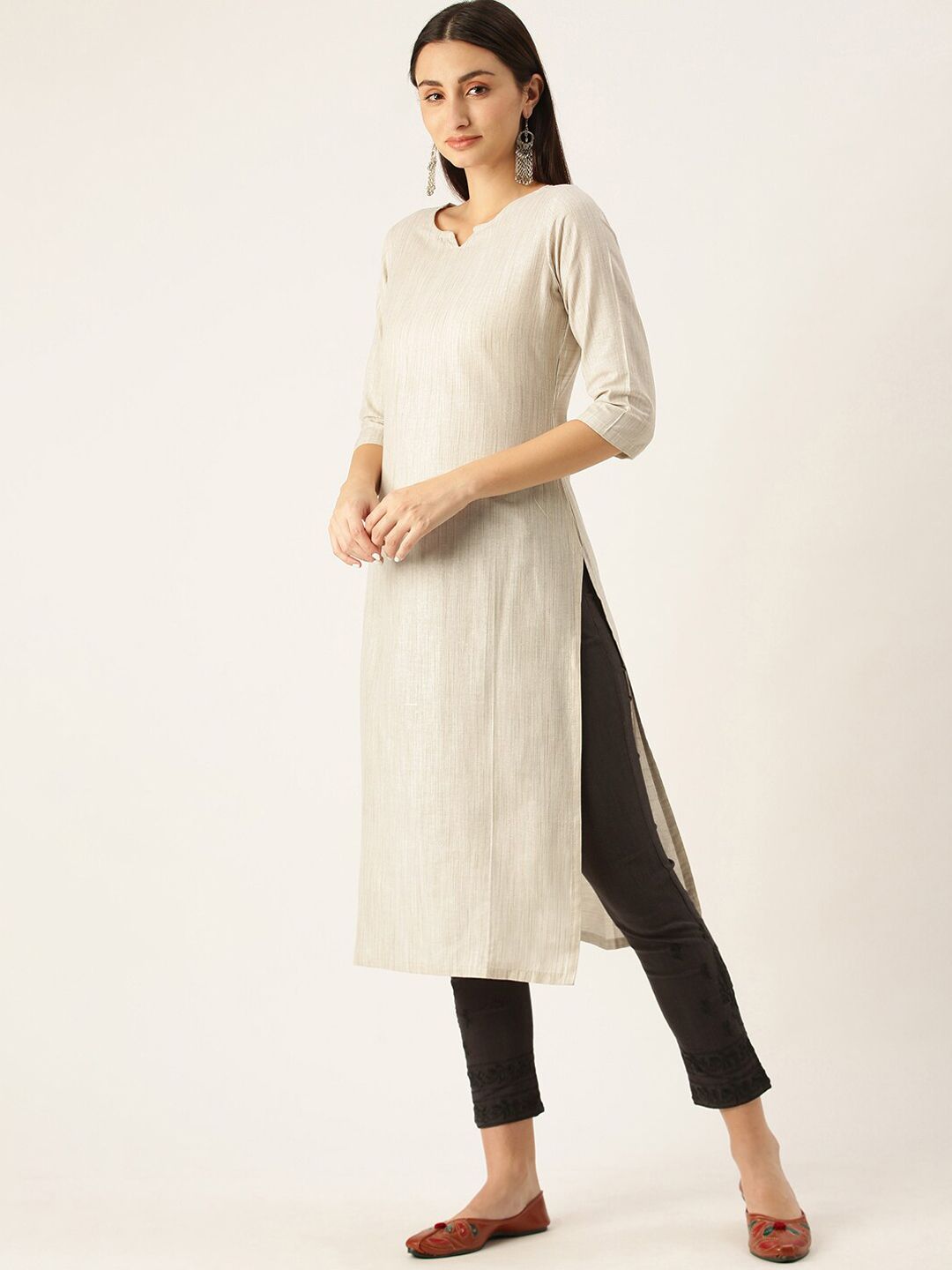 KALINI Women Flared Sleeves Mirror Work Kurta