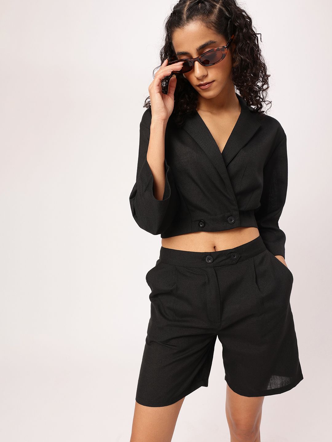 DressBerry Own Your K-Street Style Crop Top And Shorts Co-Ords