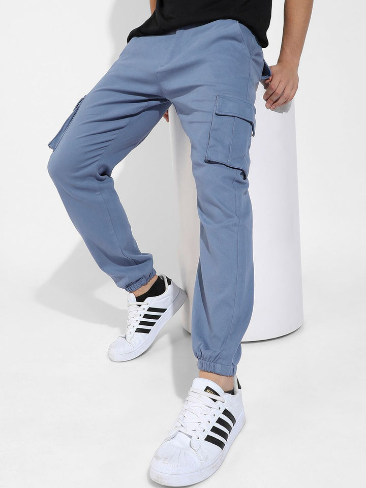 Campus Sutra Men Blue Relaxed Easy Wash Cargo Trousers