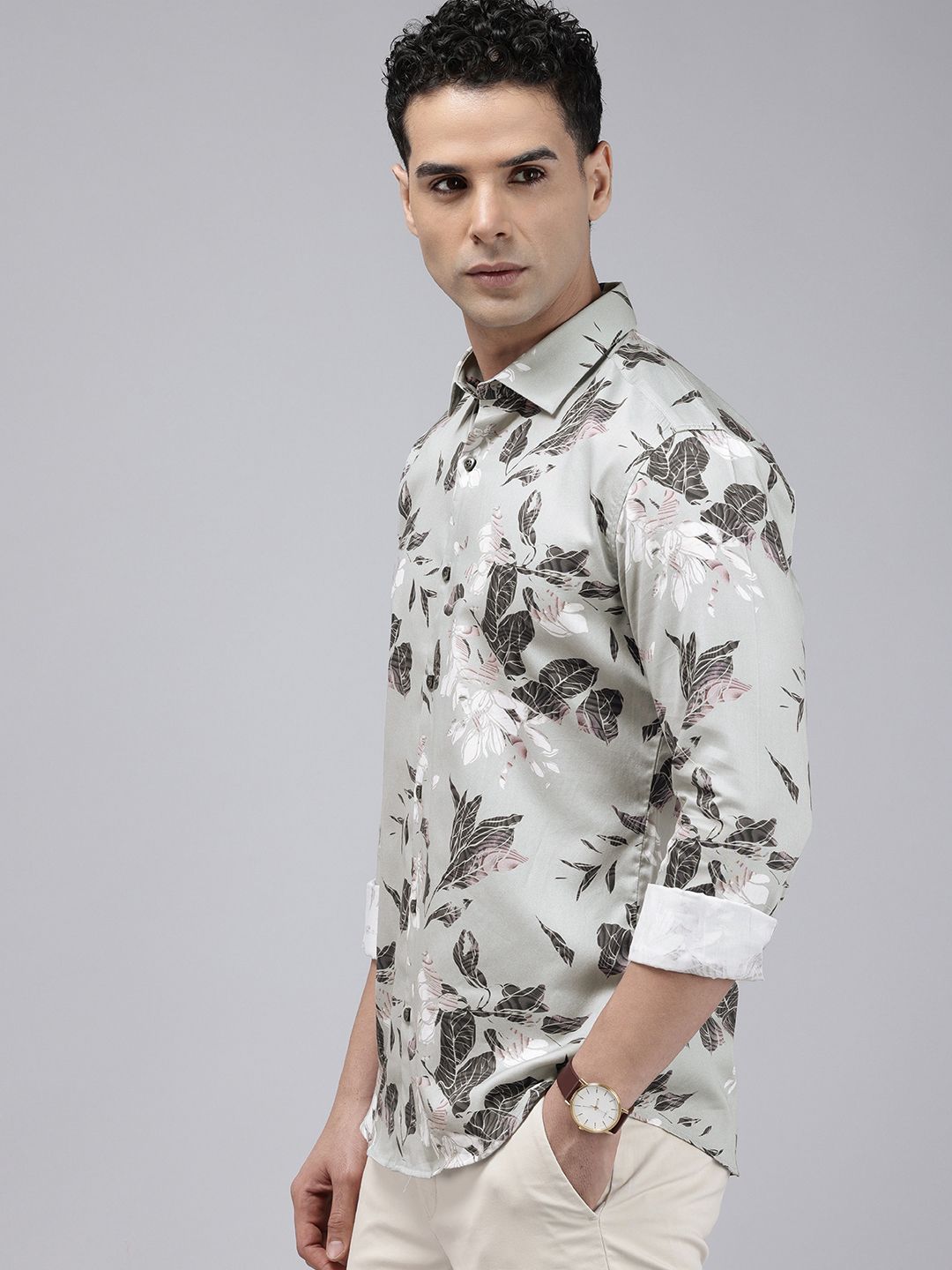 Park Avenue Slim Fit Opaque Geometric Printed Pure Cotton Casual Shirt