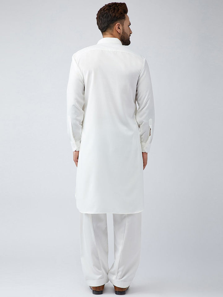 SOJANYA Men Off-White Solid Kurta with Salwar