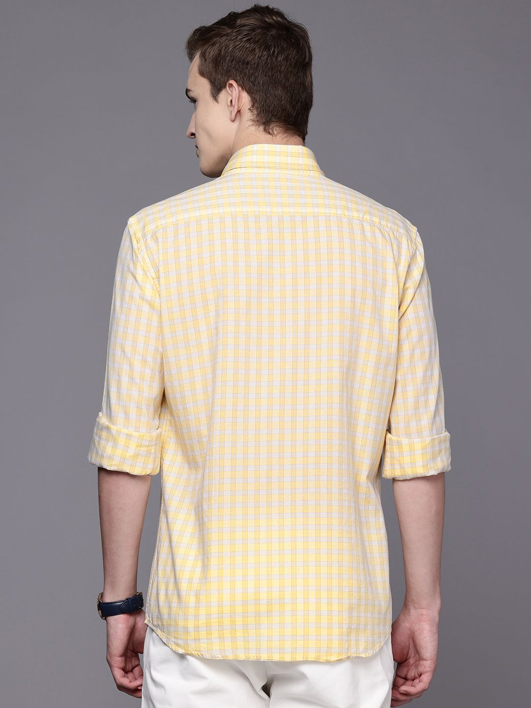 Raymond Pure Cotton Slim Fit Checked Casual Shirt