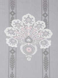 KLOTTHE Juniors Grey Floral Pure Cotton 400 TC Fitted King Superfine Bedsheet with 2 Pillow Covers-250 x 225 cm