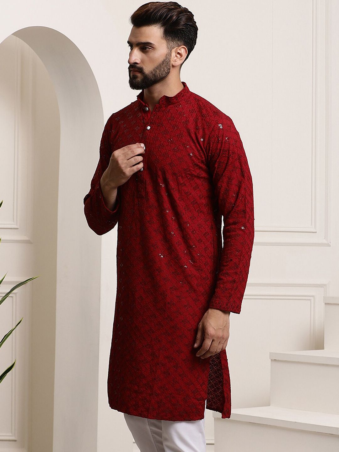 SOJANYA Kurta Kapas Tulen Dihiasi Labuci