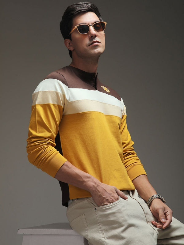 Difference of Opinion Men Colourblocked Round Neck Cotton T-shirt