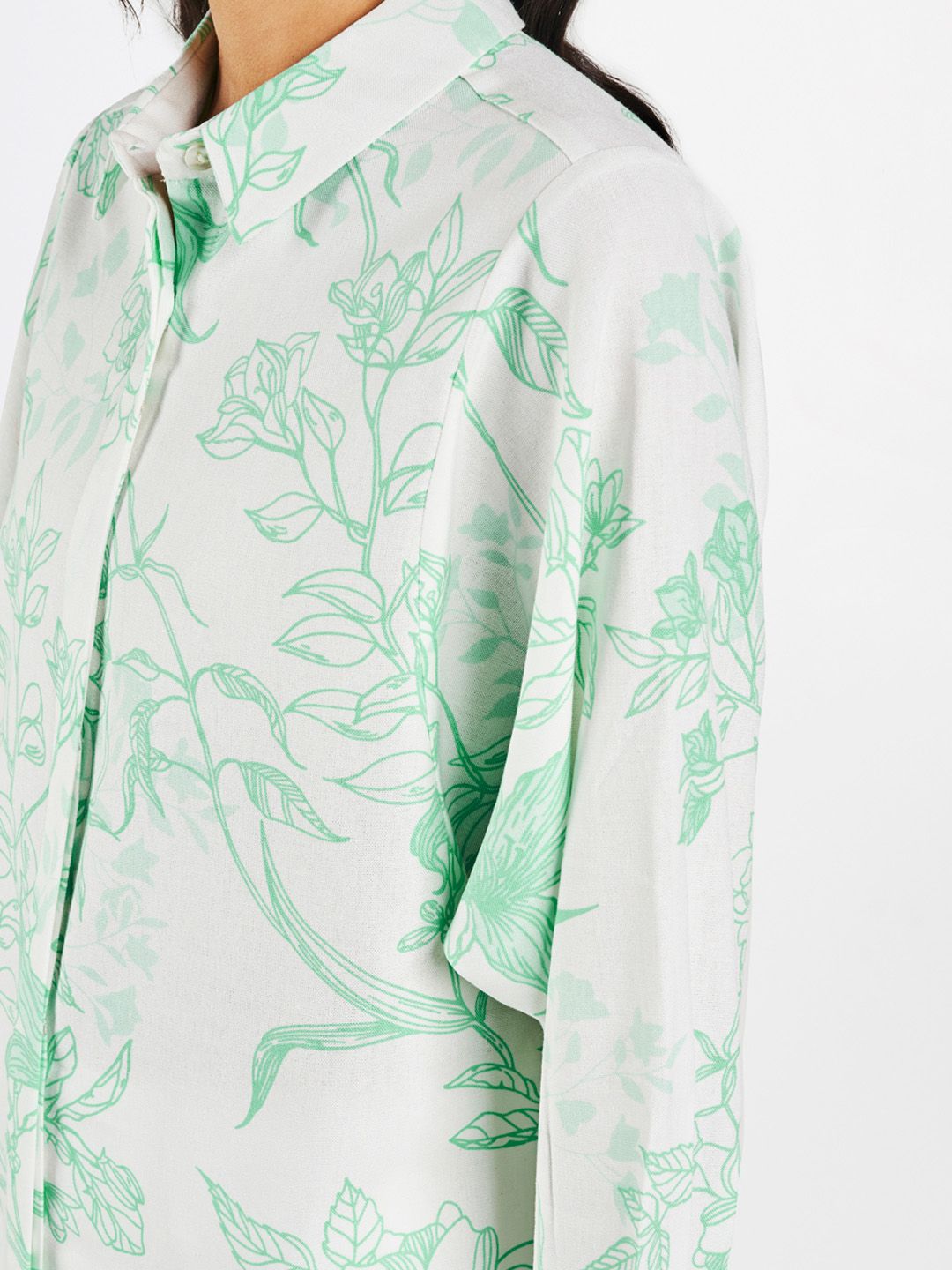 AND Women Green Floral Printed Casual Shirt