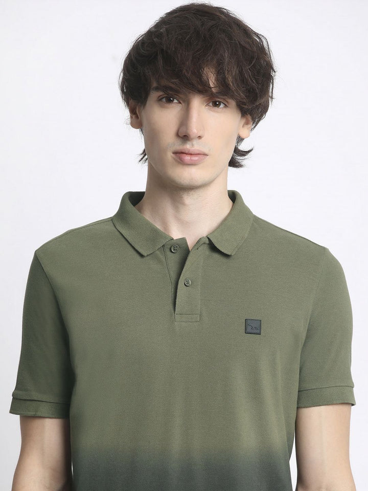 THE BEAR HOUSE Men's Ombre Cotton Regular Fit Polo Collar Tshirt