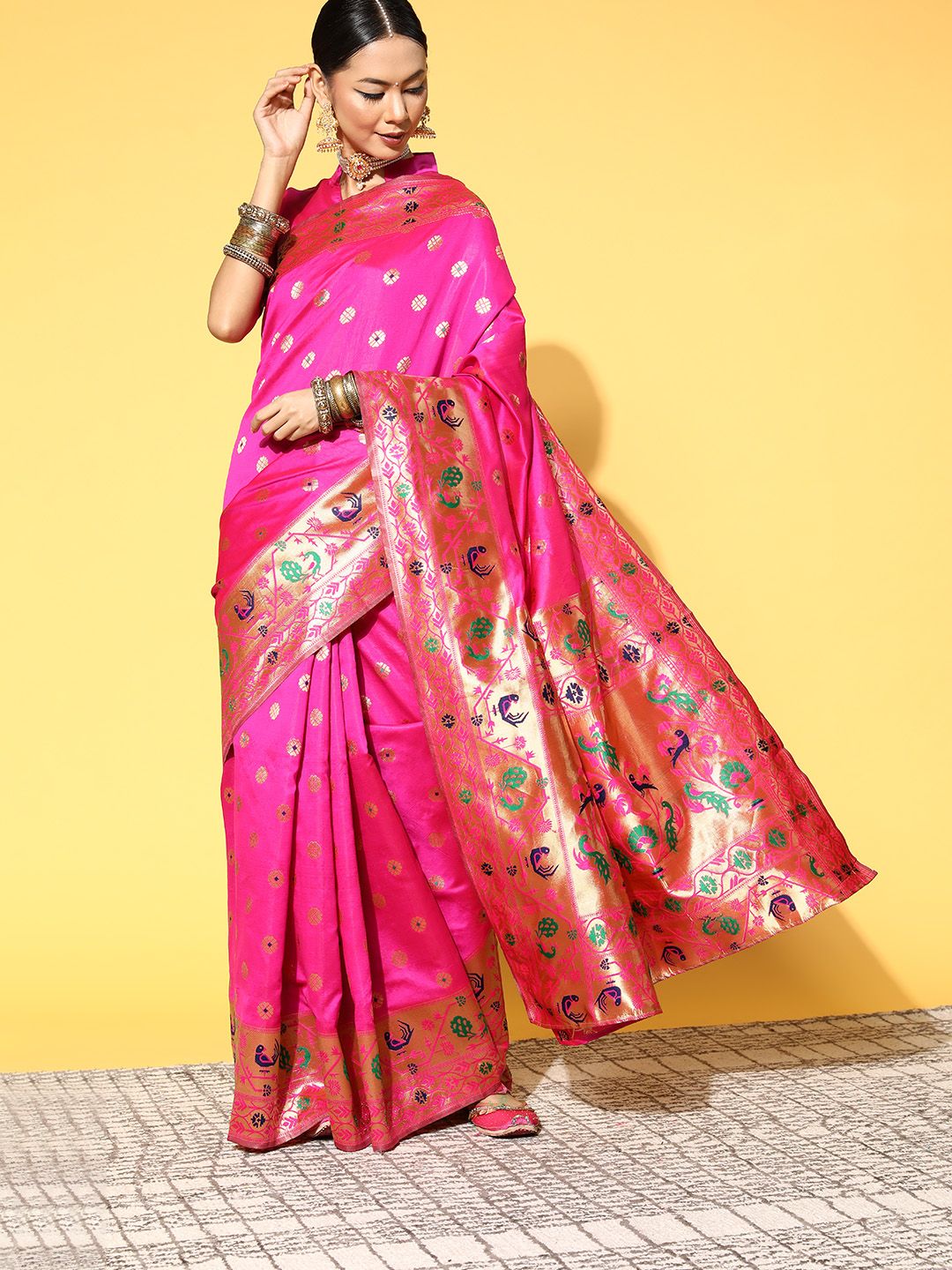 Saree mall Ethnic Motifs Saree With Woven Design Border