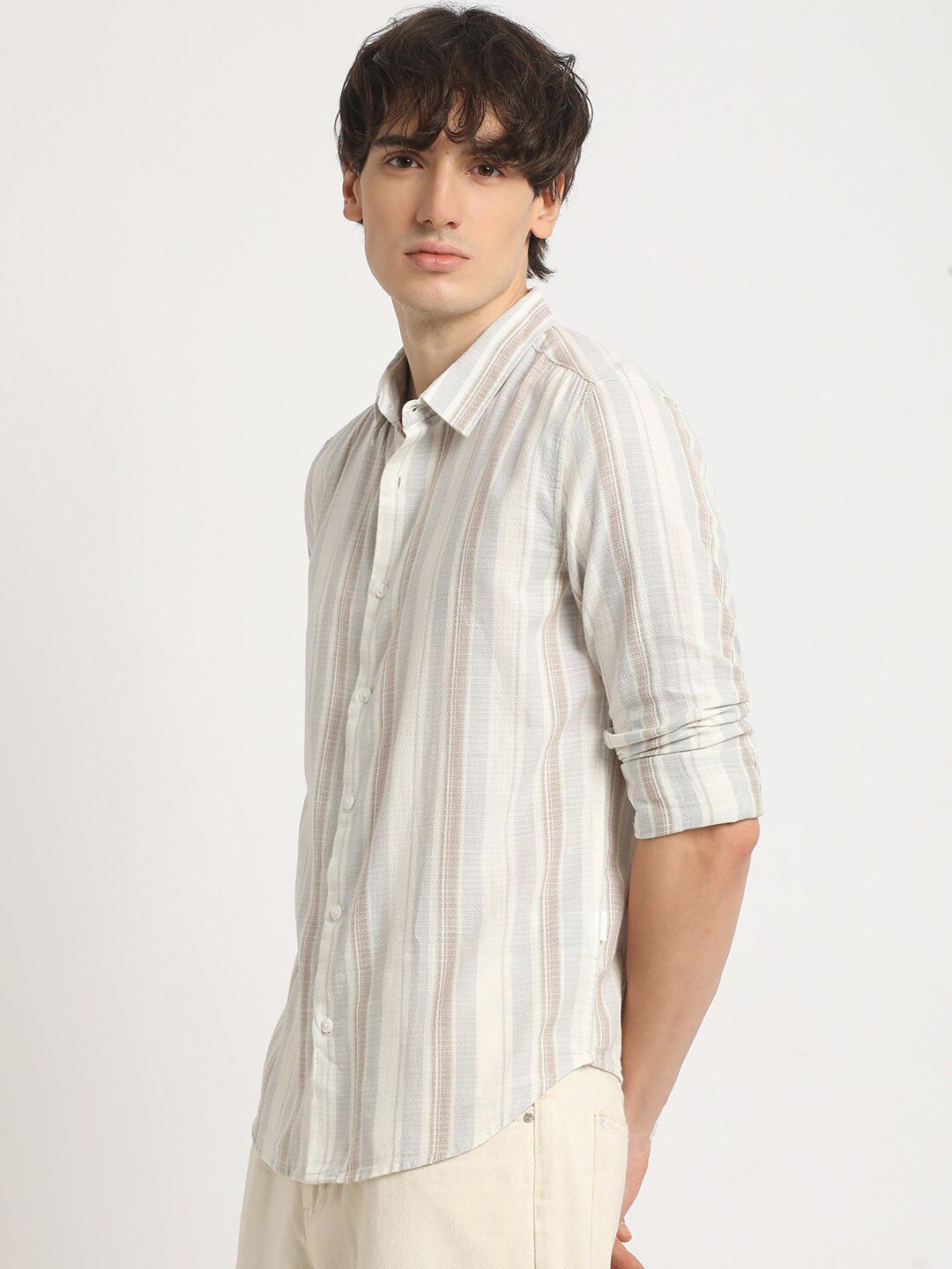 THE BEAR HOUSE Men's Striped Slim Fit Casual Shirt