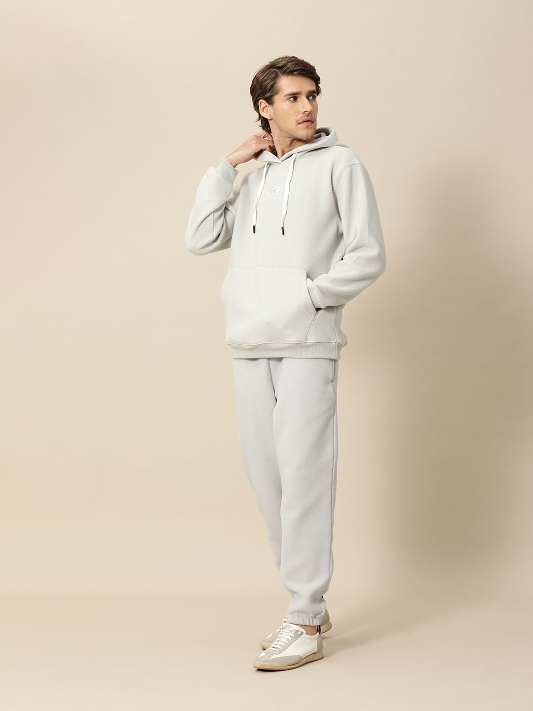 Mr Bowerbird Men Grey Melange Pile Fleece Joggers