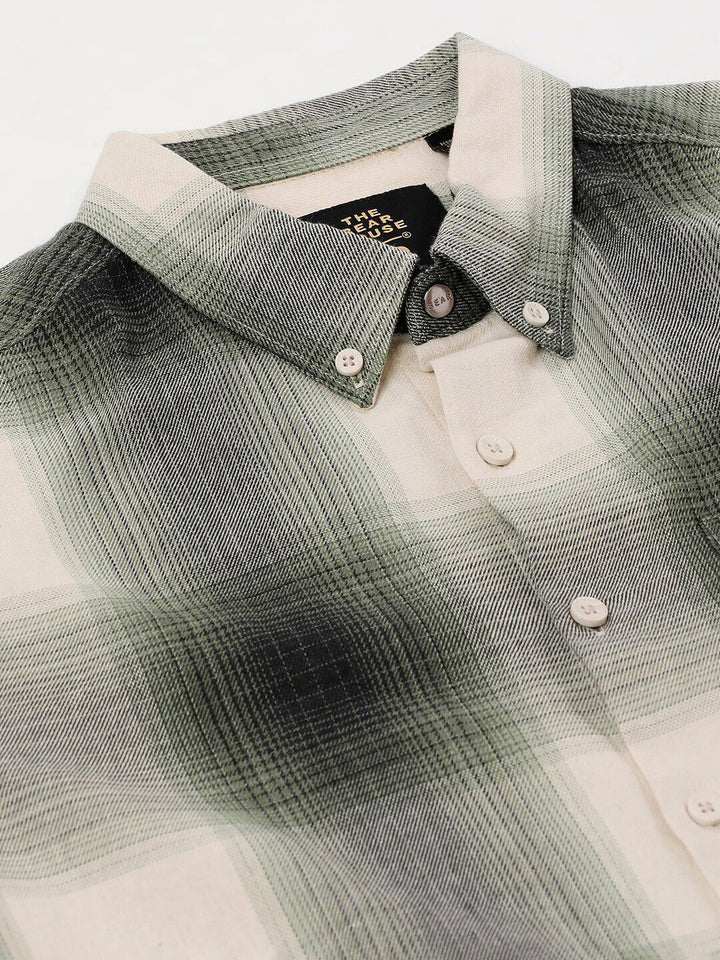THE BEAR HOUSE Men Slim Fit Checked Pure Cotton Casual Shirt