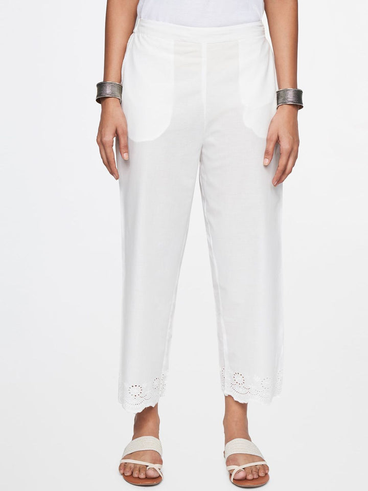 Global Desi Women Hem Design Straight Fit Pure Cotton Palazzos