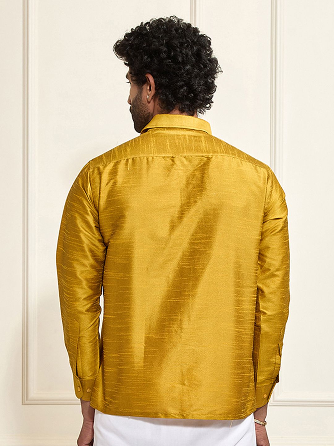VASTRAMAY Men Mustard Yellow Premium Casual Shirt