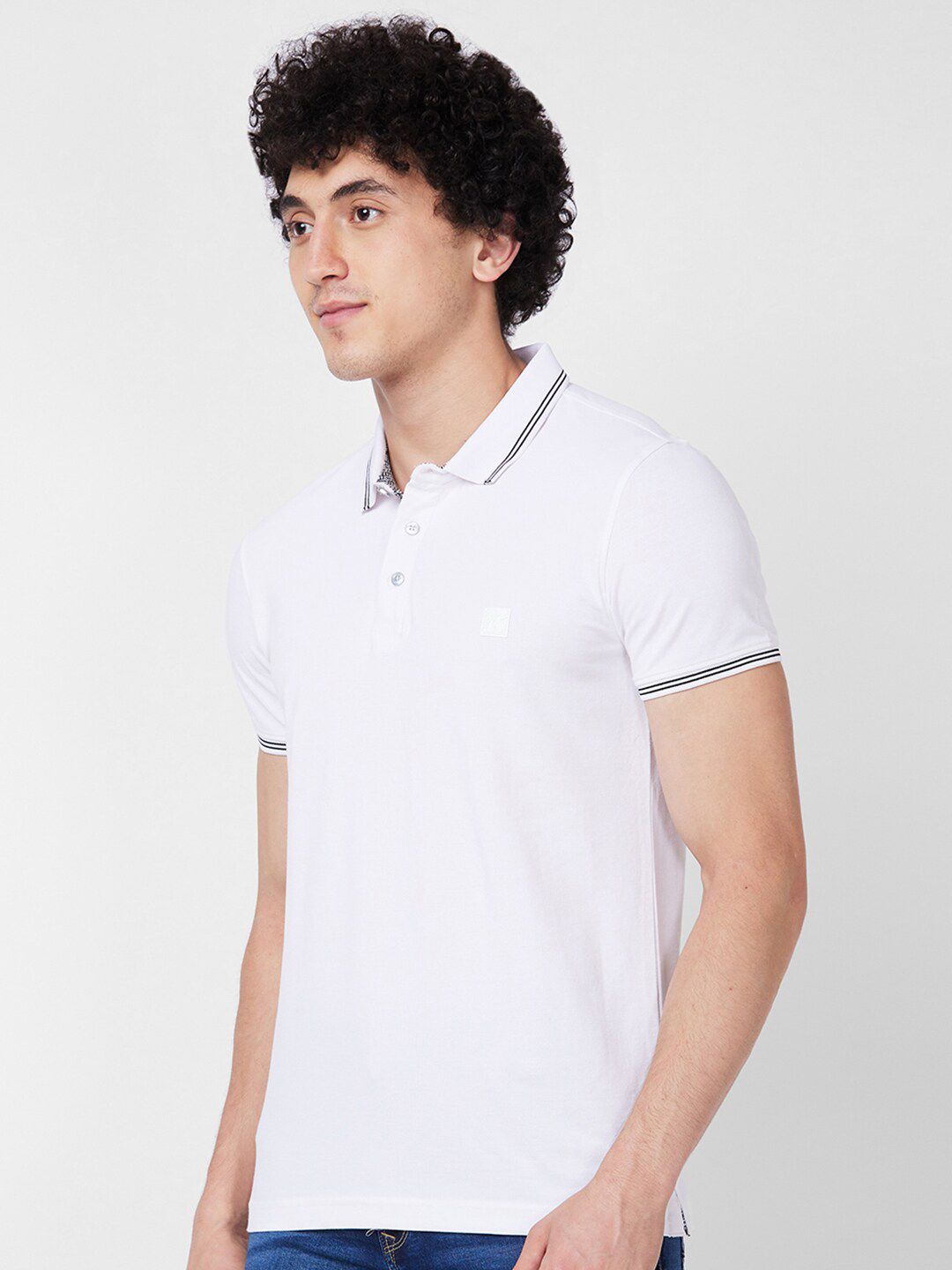 SPYKAR Polo Collar Short Sleeves Cotton Slim Fit T-shirt