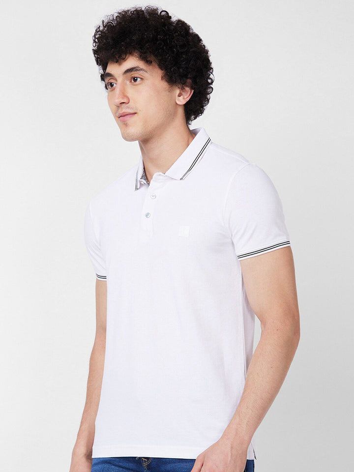 SPYKAR Polo Collar Short Sleeves Cotton Slim Fit T-shirt