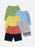 HELLCAT Boys Pack Of 4 Mid-Rise Colourblocked Cotton Shorts