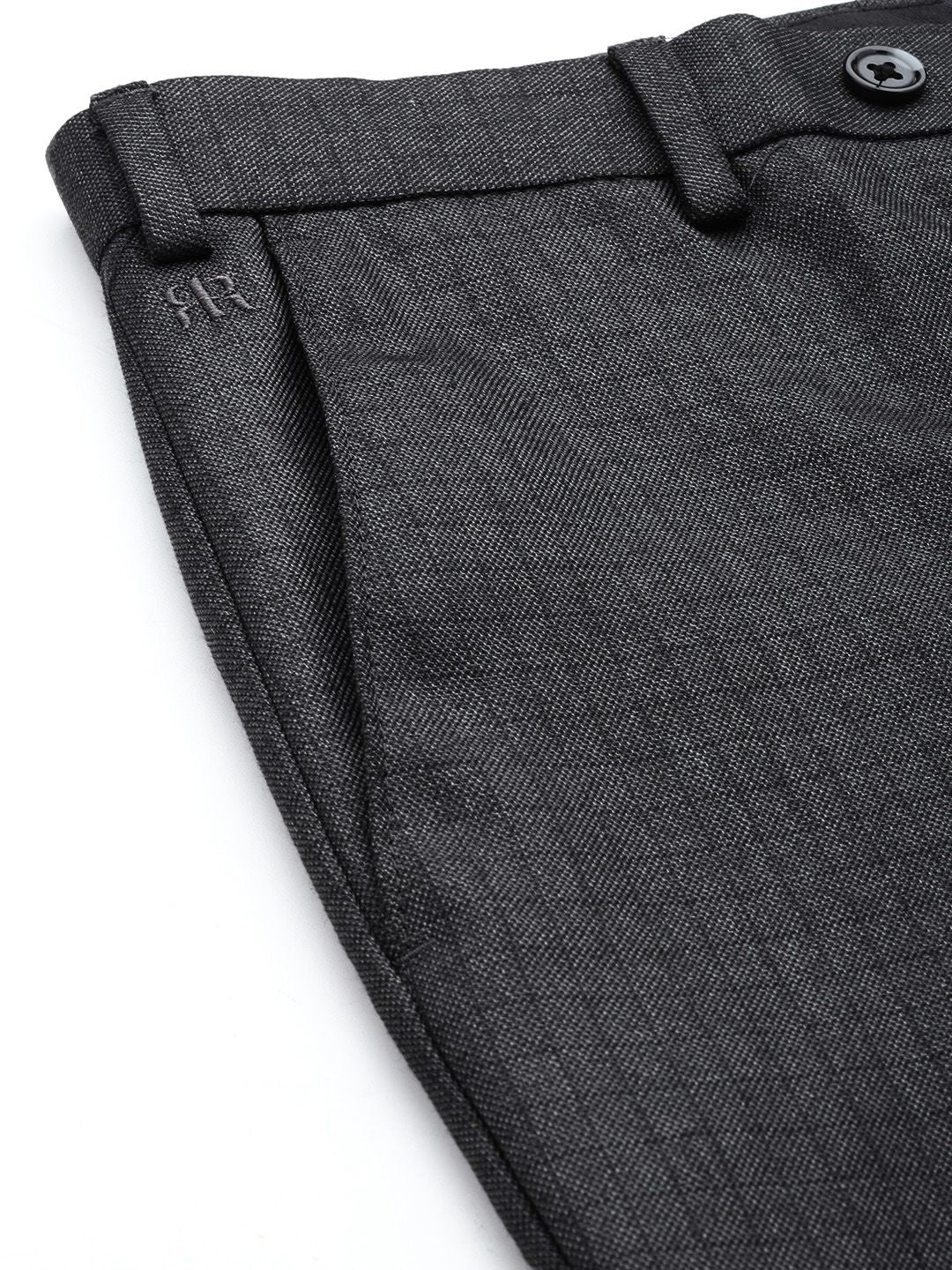 Raymond Men Checked Slim Fit Mid-Rise Formal Trousers