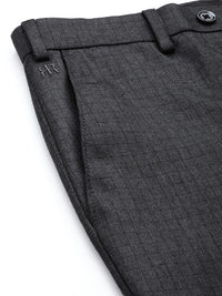 Raymond Men Checked Slim Fit Mid-Rise Formal Trousers