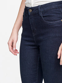 AND Women Blue Solid Straight Cropped Fit Trousers