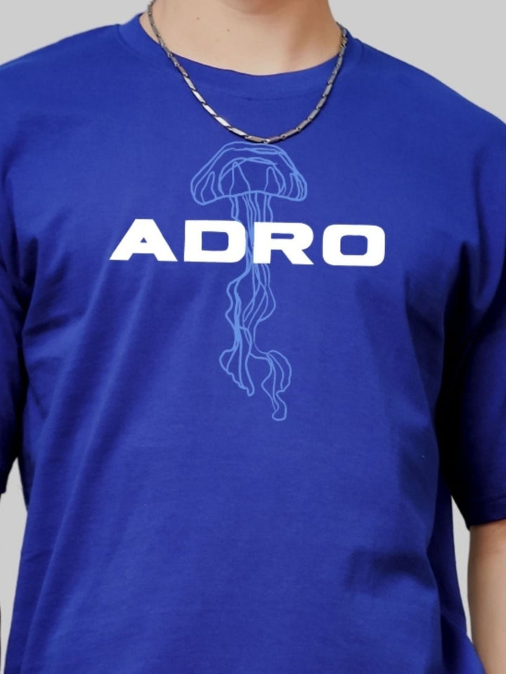 ADRO Lelaki Graphic Printed Drop-Shoulder Sleeves Cotton Oversized T-shirt