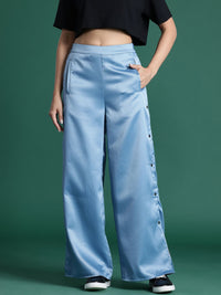 DressBerry Women Satin Trousers with Slit-Detail